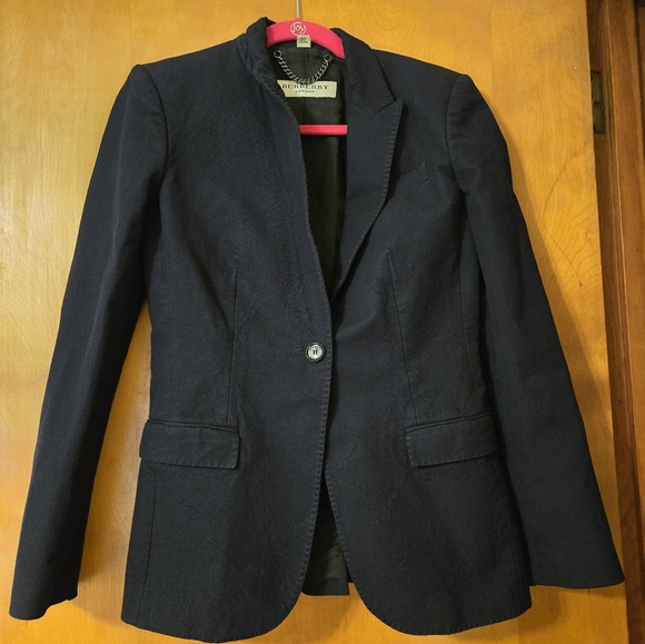 Burberry Black One Button Blazer Jacket Size 8 - Picture 1 of 6